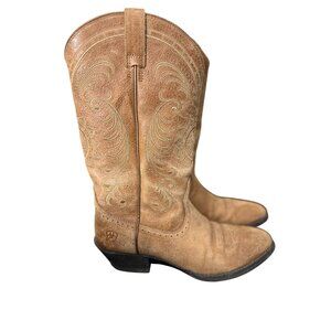 Ariat Women's Heritage Suede Western Cowboy Boots Light Brown Tan‎ Size 6.5B